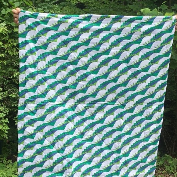 NWT Hand Crafted Blue Aboriginal Prints Quilt - Picture 8 of 13